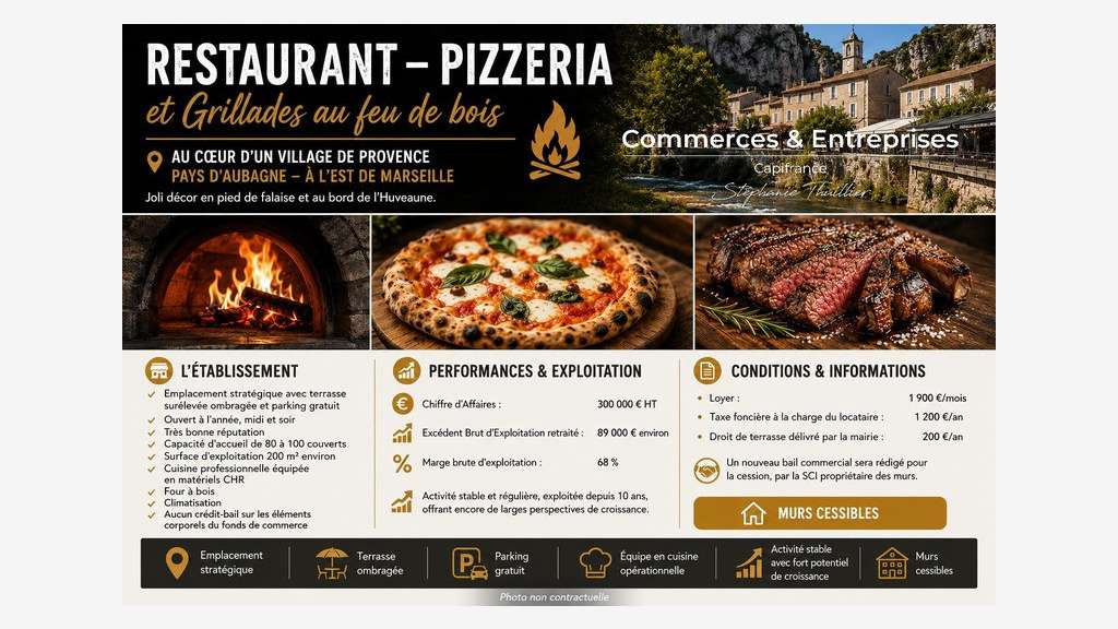 Vente FDC restaurant pizzeria grillades Roquevaire