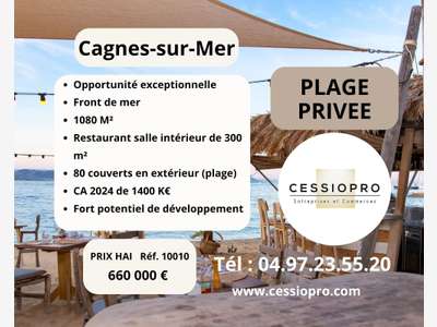 Vente plage privée sur axe passant Cagnes sur Mer