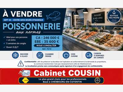 Vente poissonnerie centre gros bourg de la Manche