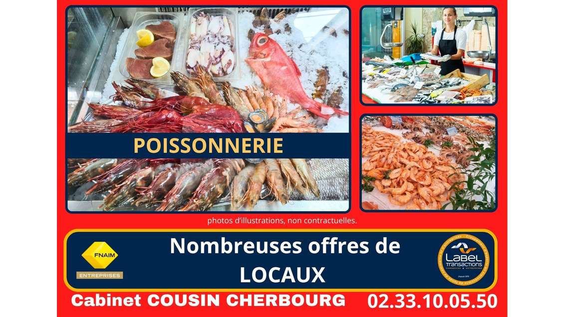 Vente poissonnerie centre gros bourg de la Manche