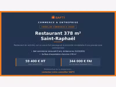 Vente restaurant en activité à Saint-Raphaël