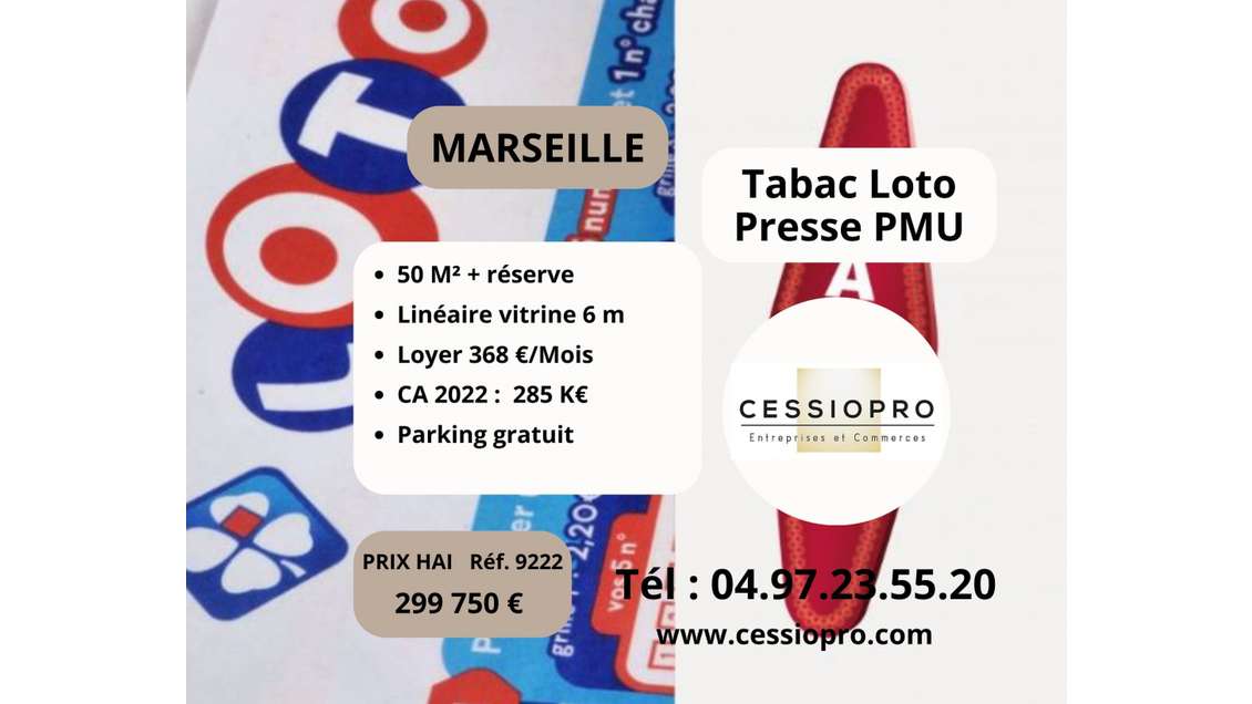 Vend FDC tabac loto presse bimbeloteries Marseille