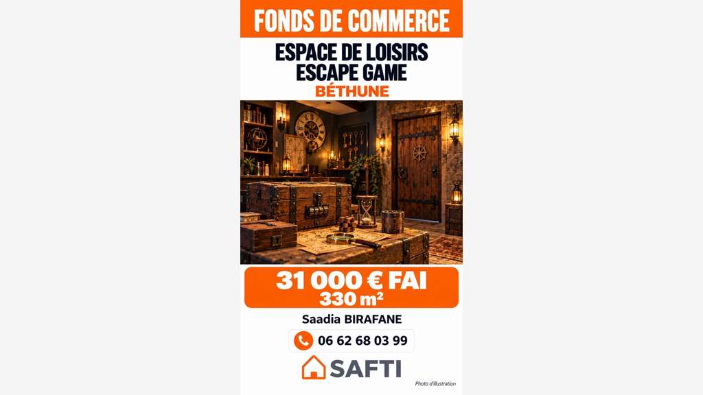 Cession FDC escape game loisirs 330m² Béthune