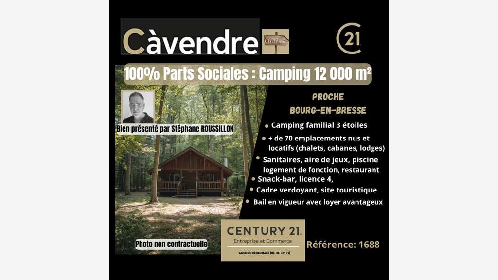Vente 100% des titres d'un camping 3 *** dept Ain