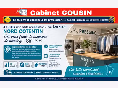 Vente très beau fonds pressing en Nord Cotentin