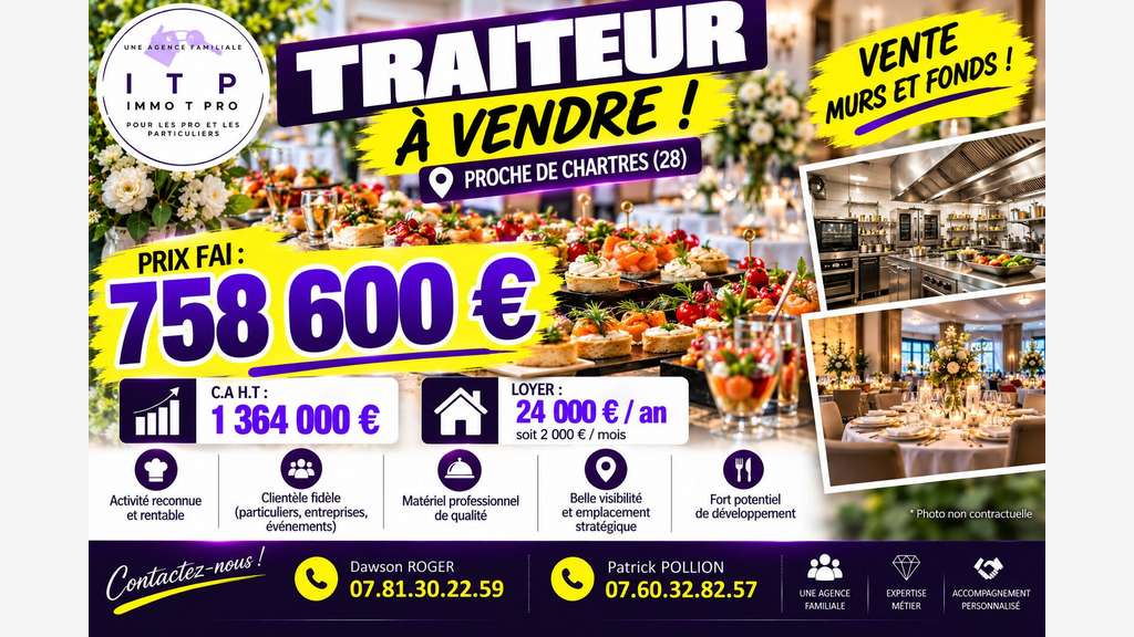 SUPERBE TRAITEUR DANS LA PÉRIPHÉRIE DE CHARTRES (