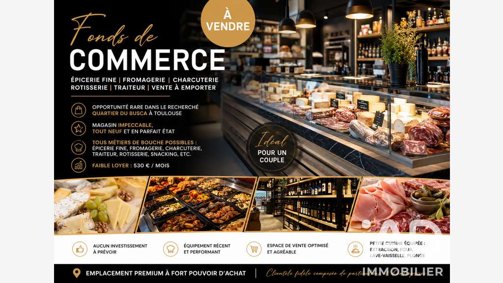 Vente épicerie fine traiteur empl prisé à Toulouse