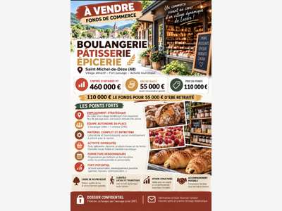 BOULANGERIE-PÂTISSERIE-ÉPICERIE RENTABLE CA 460K€