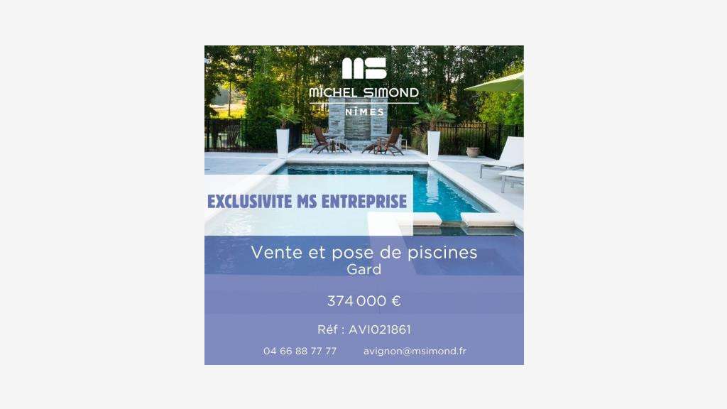 Cession FDC matériel piscine 250m² empl strat Gard