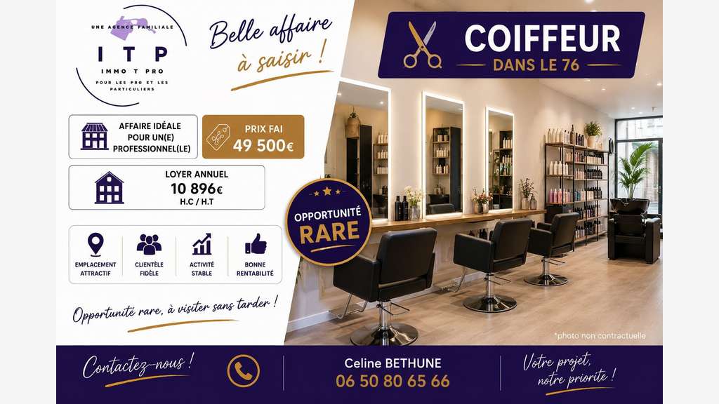 Salon de coiffure de 56m² à vendre à Darnétal