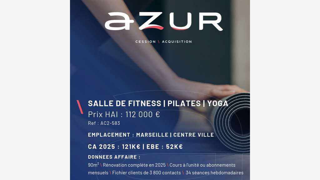 VENTE Studio Pilates / Yoga Marseille Centre
