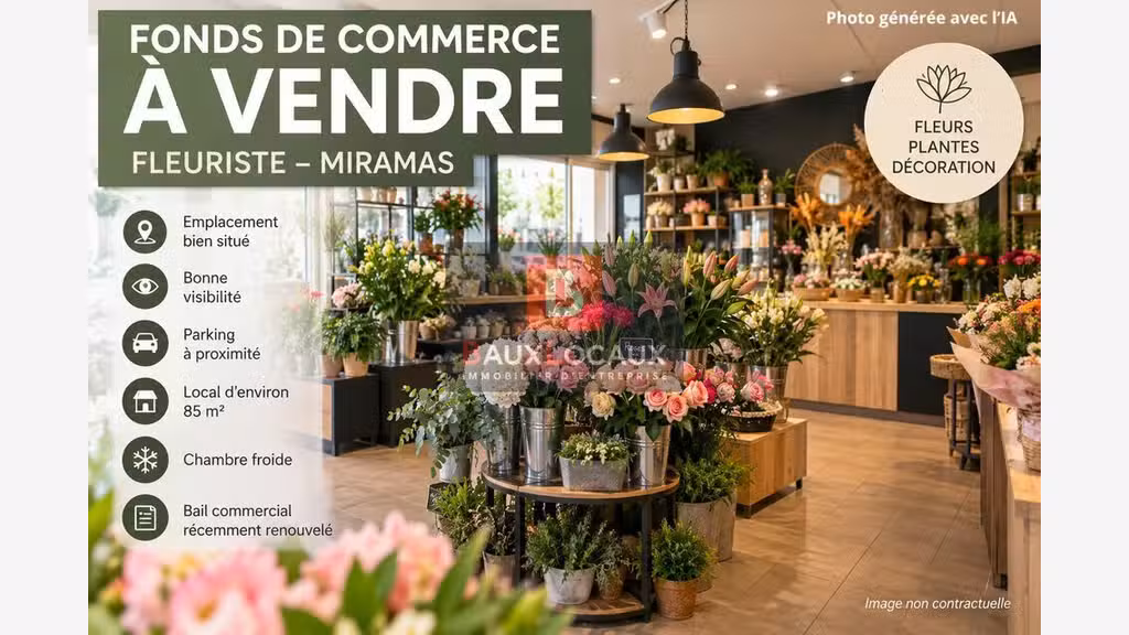 Vente FDC fleuriste bien situé Miramas