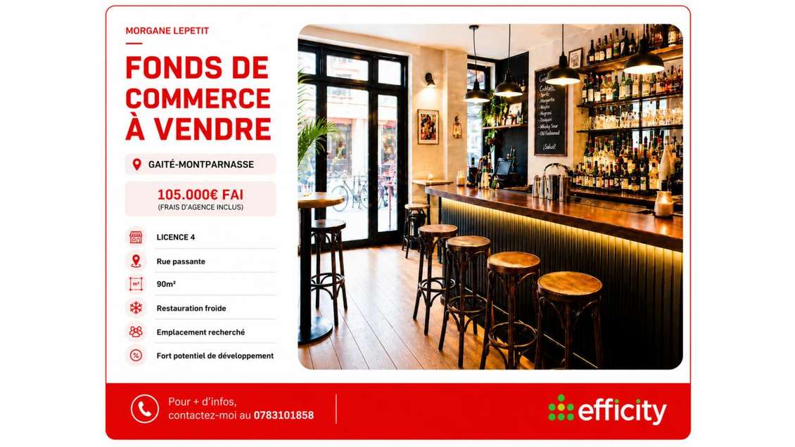 Vente bar licence IV à Paris Gaité-Montparnasse