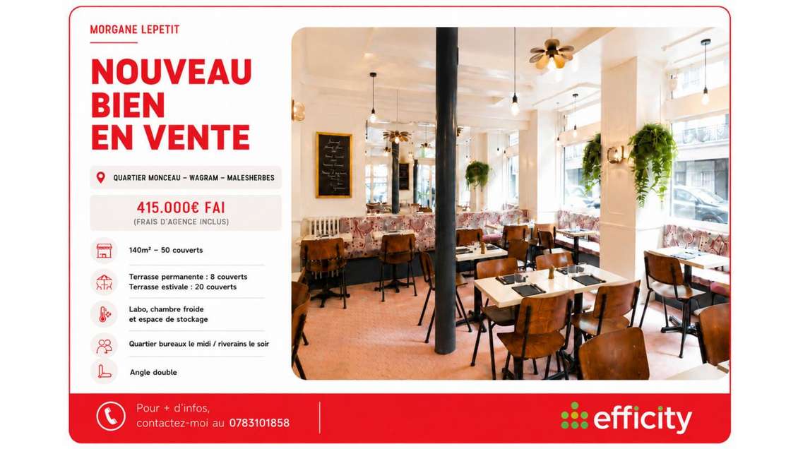 Vente restaurant 75017 Monceau - Wagram