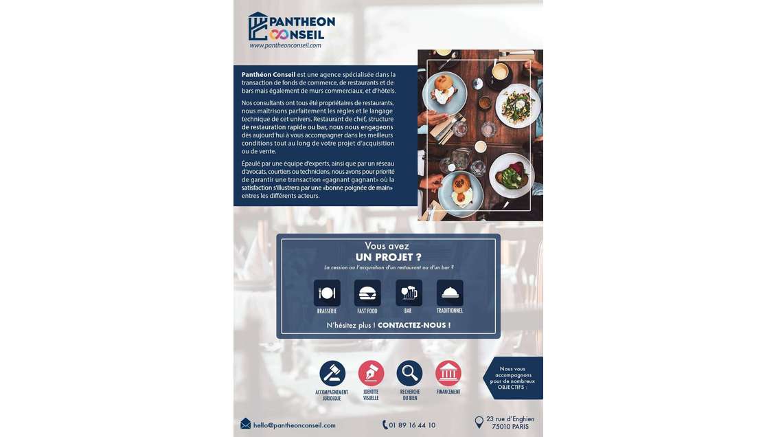 Fonds de restaurant lic 3 à vendre à Paris 75016