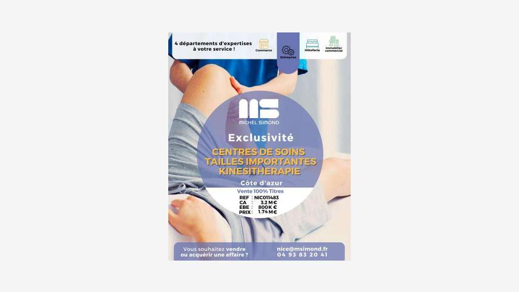 Vente centres de soins kinés dept Alpes Maritimes