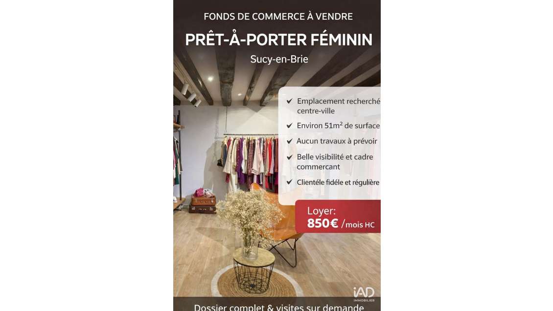 Vente boutique prêt-à-porter premium Sucy-en-Brie