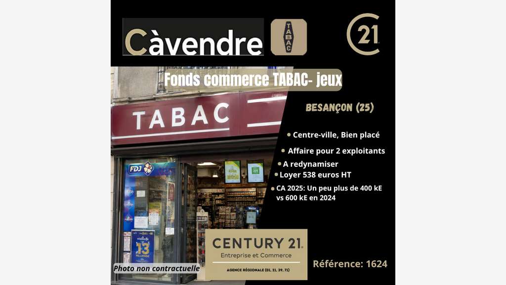 Vente bureau de tabac  jeux à Besançon