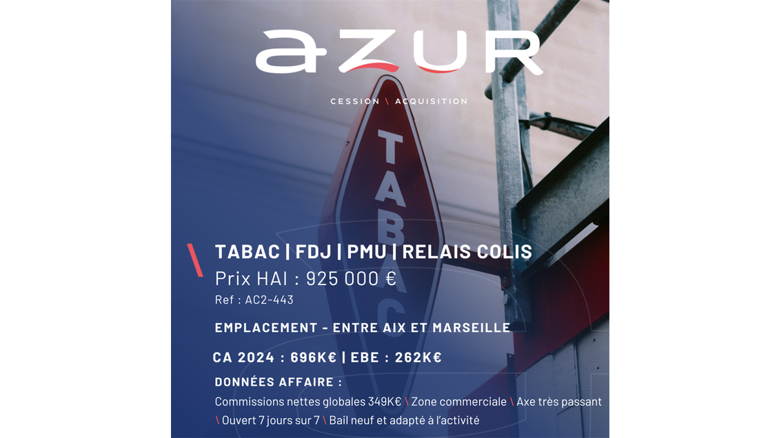 VENTE Tabac FDJ PMU en zone commerciale