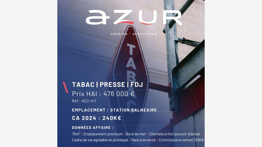 VENTE Tabac Presse en bord de mer
