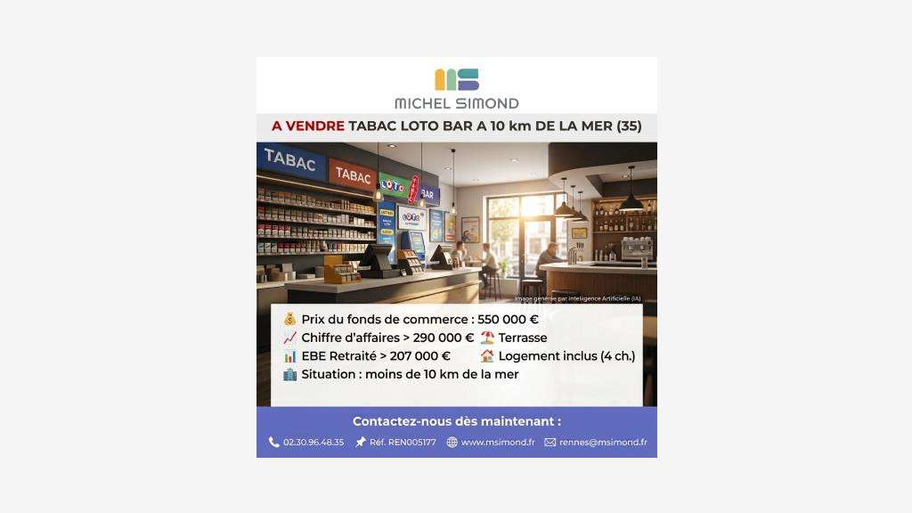 Vente tabac loto bar proche mer en Ille et Vilaine