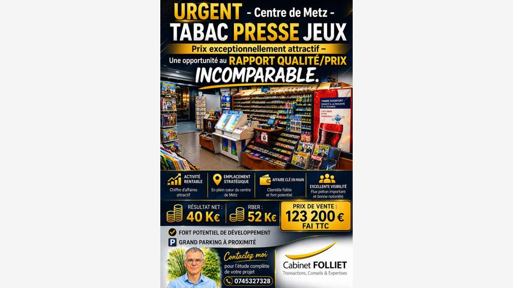 Vente FDC tabac presse jeux à Metz empl de choix