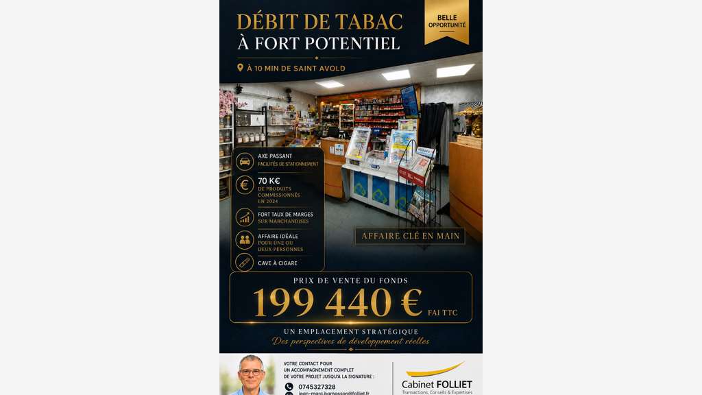 Débit de tabac à potentiel à vendre sur St‑Avold