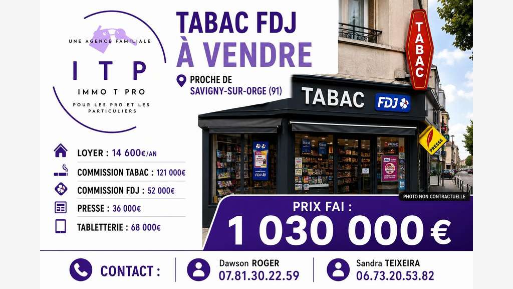 Vente beau tabac presse FDJ dans grande ville 91