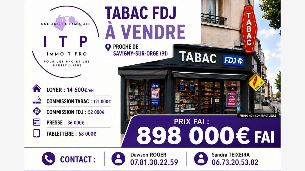 Vente beau tabac presse FDJ dans grande ville 91