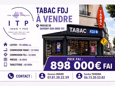 Vente beau tabac presse FDJ dans grande ville 91