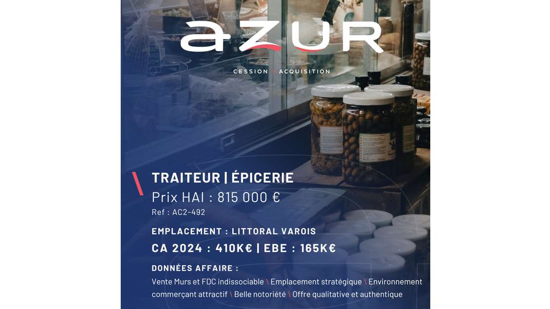 VENTE Traiteur Epicerie Italien Littoral Varois