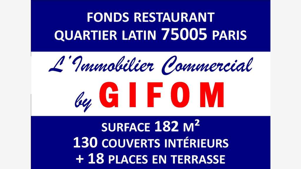 Rare fonds restaurant 182m² Quartier Latin 75005