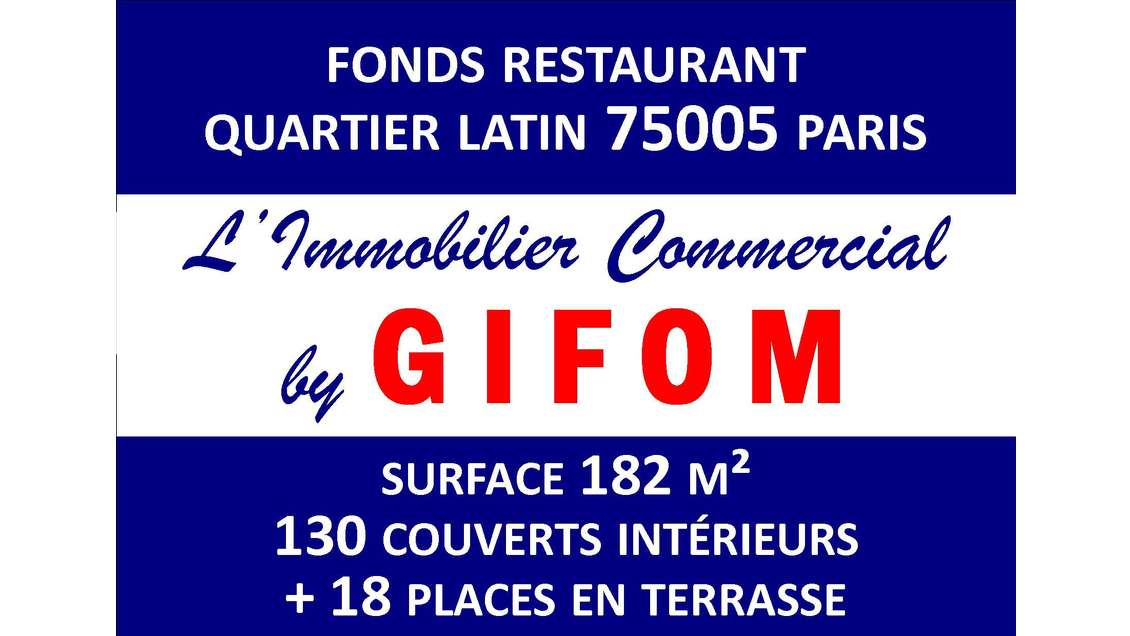 Rare fonds restaurant 182m² Quartier Latin 75005