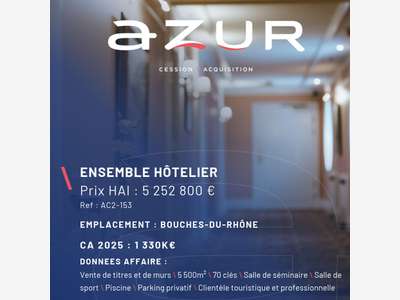 VENTE Ensemble hôtelier murs et titres 70 clés