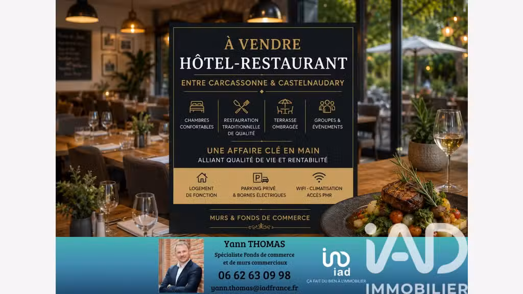 Vente hôtel restaurant murs et FDC à Bram