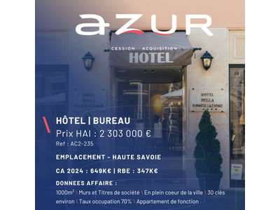 Vente Hôtel - Hôtel restaurant en Haute-Savoie