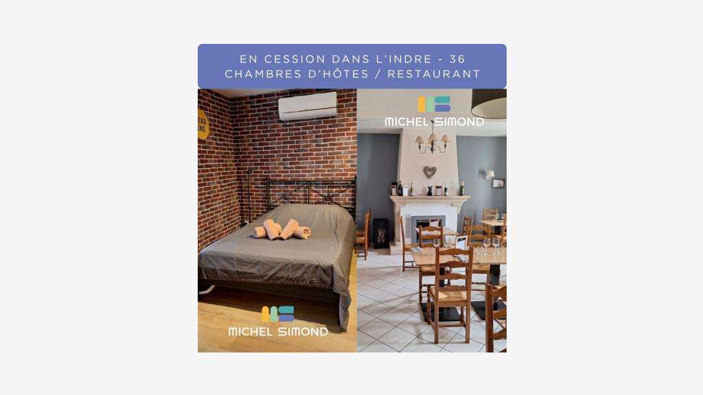 Vente chambres d'hôtes restaurant dans l'Indre