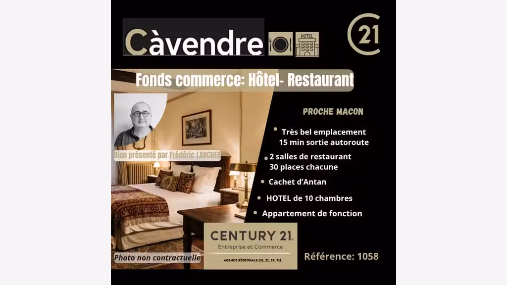 Fonds de commerce Hôtel, restaurant - proche 