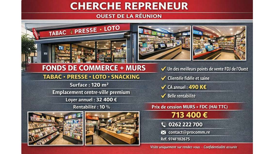 Fonds de commerce tabac presse à vendre le Port