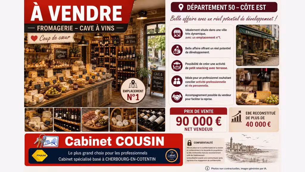 Vente cave à vin fromagerie à Barfleur empl N°1