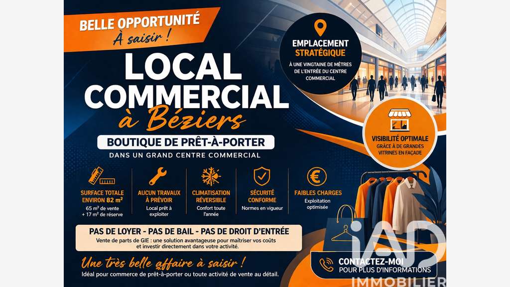 Vente boutique  82m² centre commercial à Béziers
