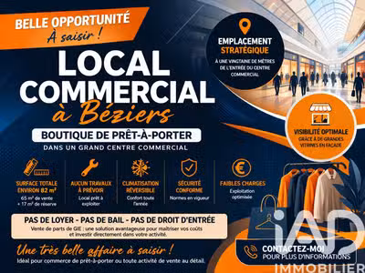 Vente boutique  82m² centre commercial à Béziers