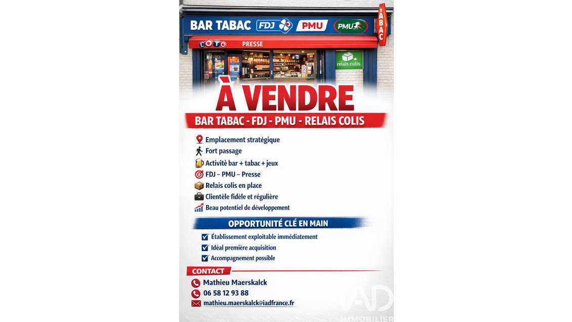 Vente bar tabac FDJ PMU à Candas