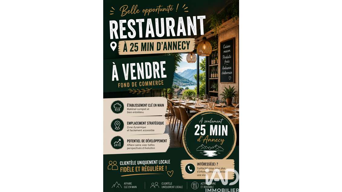 AV restaurant bar de 160m² aux Villards-sur-Thônes