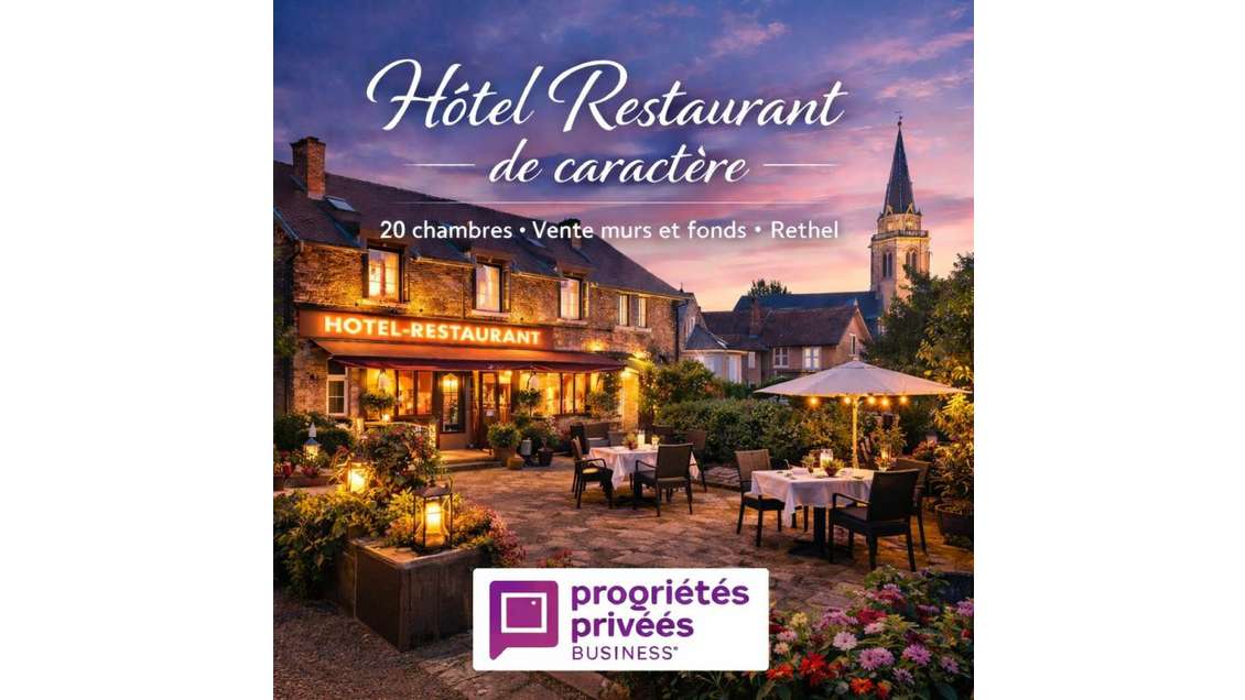 Vente murs et FDC hôtel restaurant à 25 min Reims