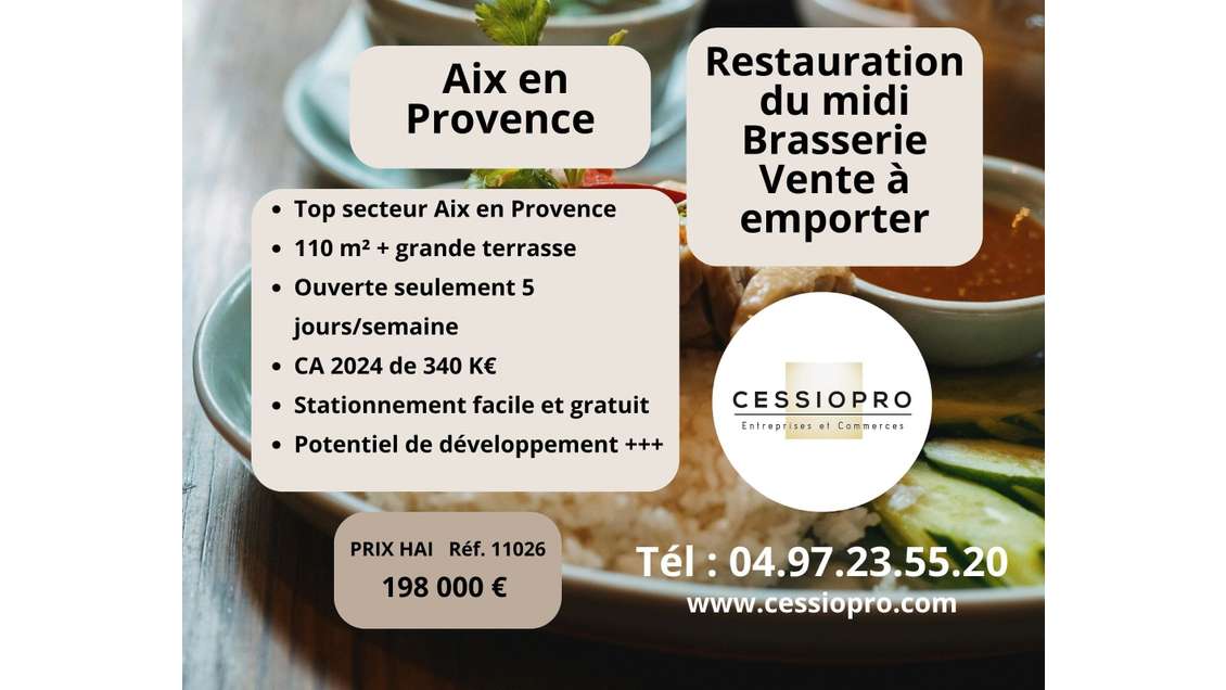 A vendre restauration du midi brasserie Aix en Pce
