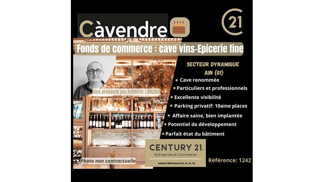 Vente FDC cave à vins/spiritueux dans l'Ain