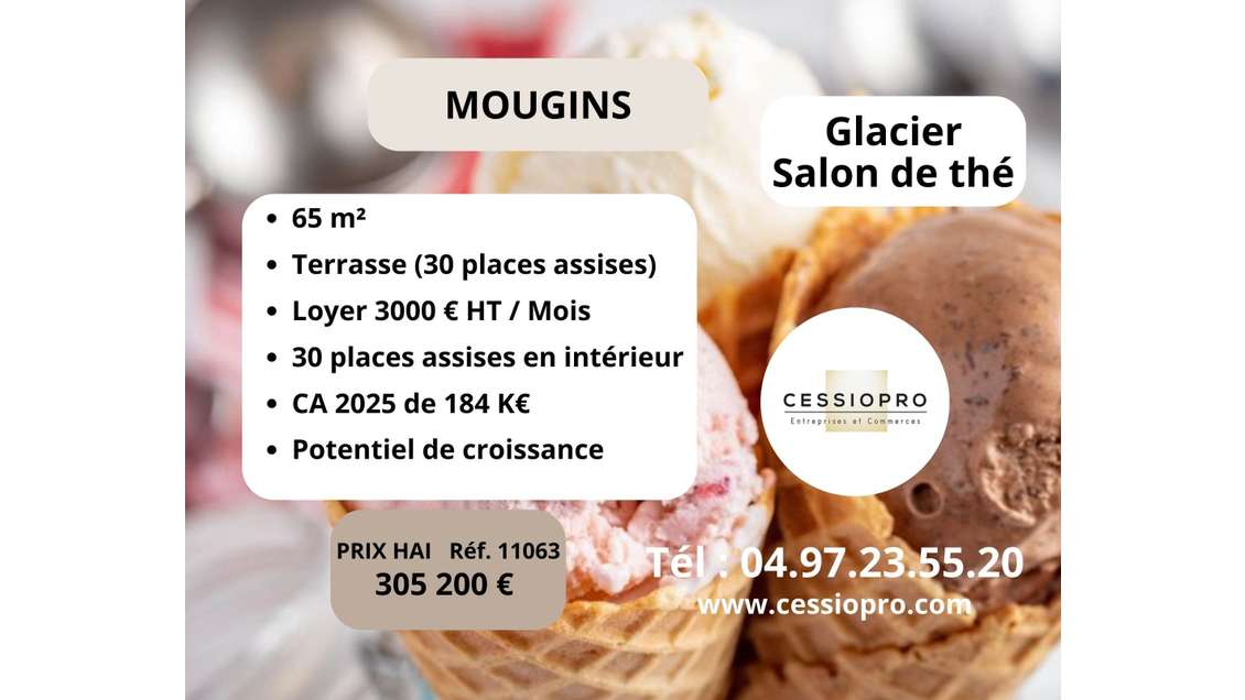 Vente FDC glacier salon de thé à Mougins