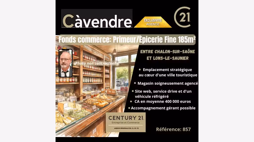 Vente FDC primeur épicerie fine ville touristique 