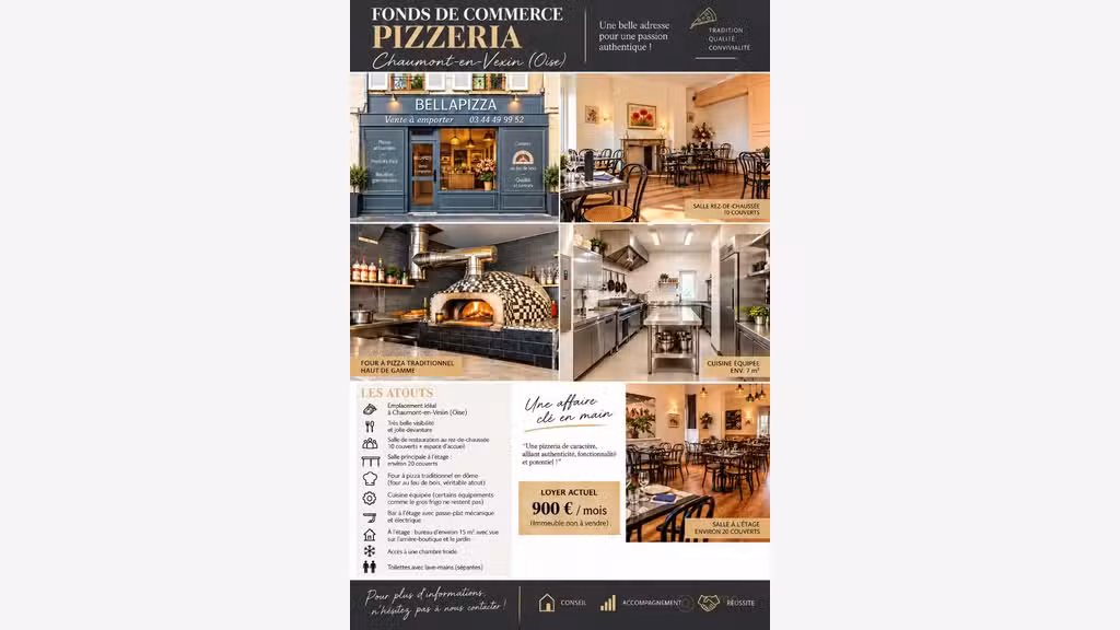 AV pizzeria 30 couverts à Chaumont-en-Vexin 